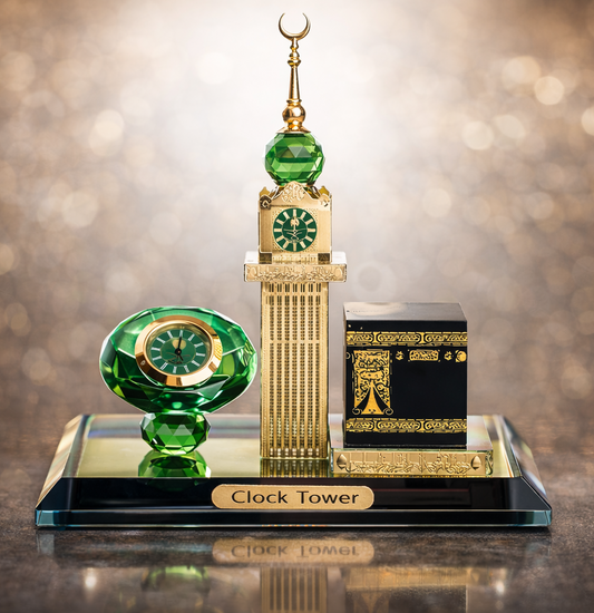 تحفة "نور الحرم"  مجسم الكعبة المشرفة مع برج الساعة